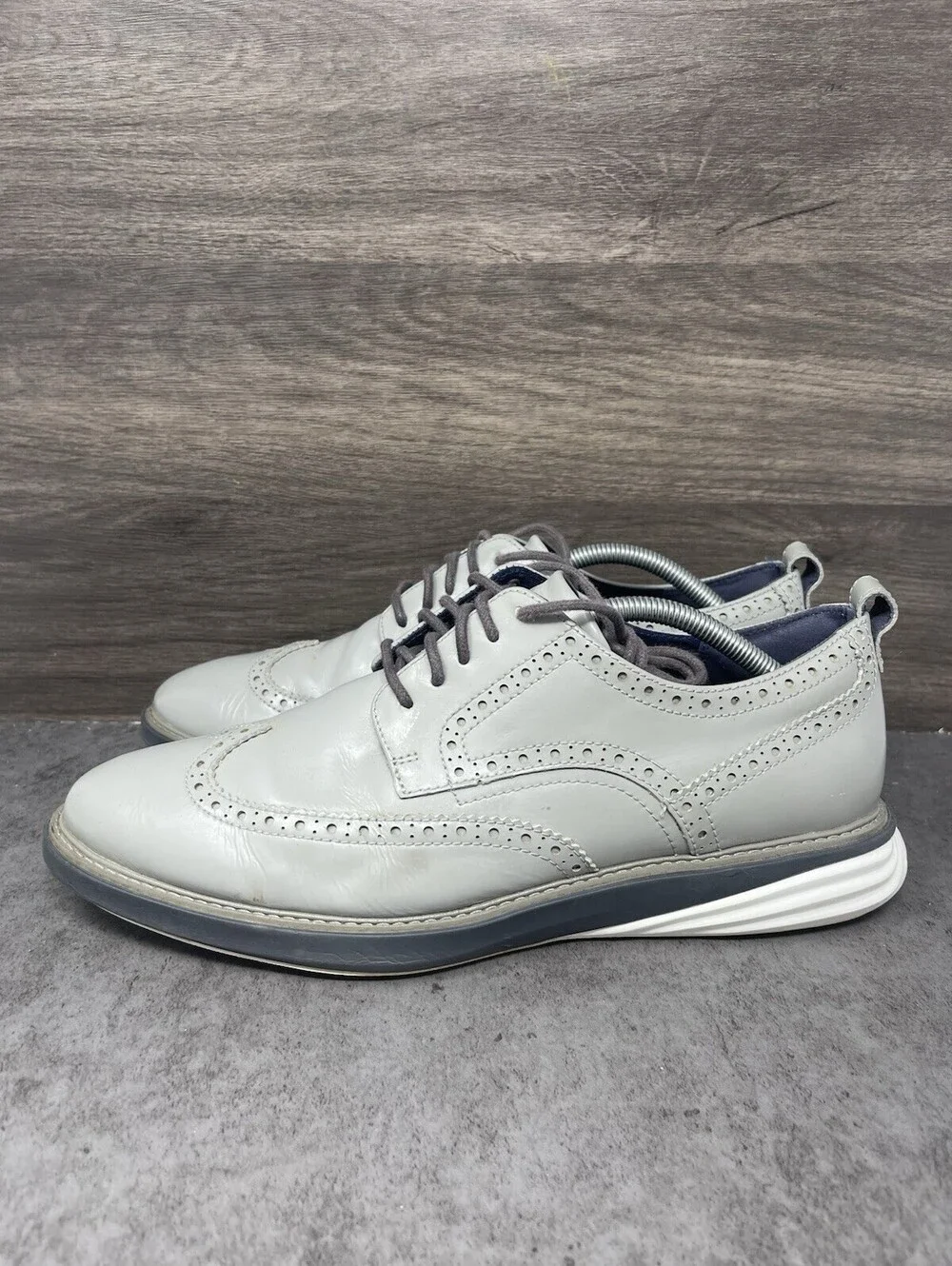 Cole Haan Grand Evolution Wingtip Oxford Shoes Mens Size 11 Grey Leather Casual
